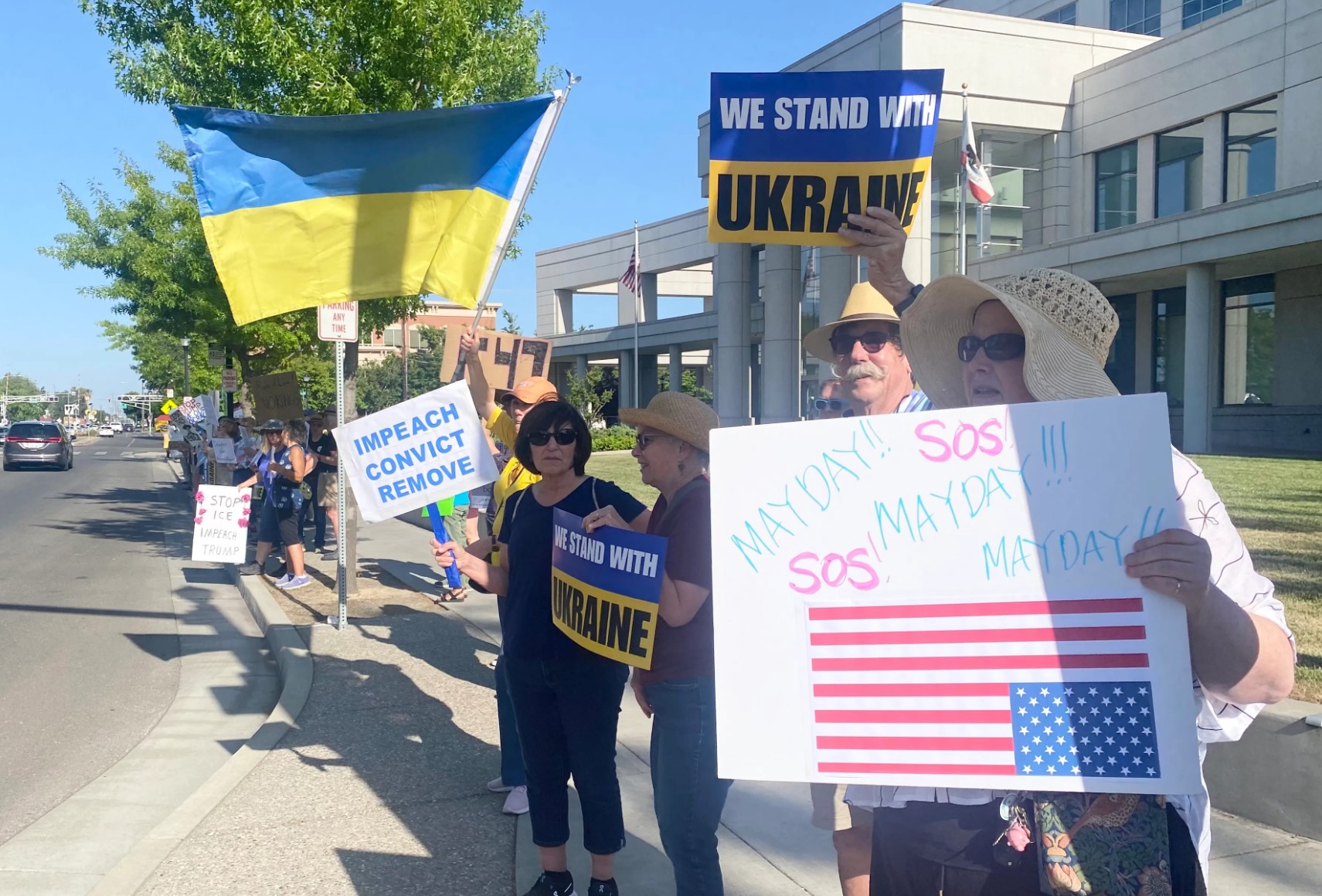 Hundreds participate in May Day protests in front of Yolo County Courthouse