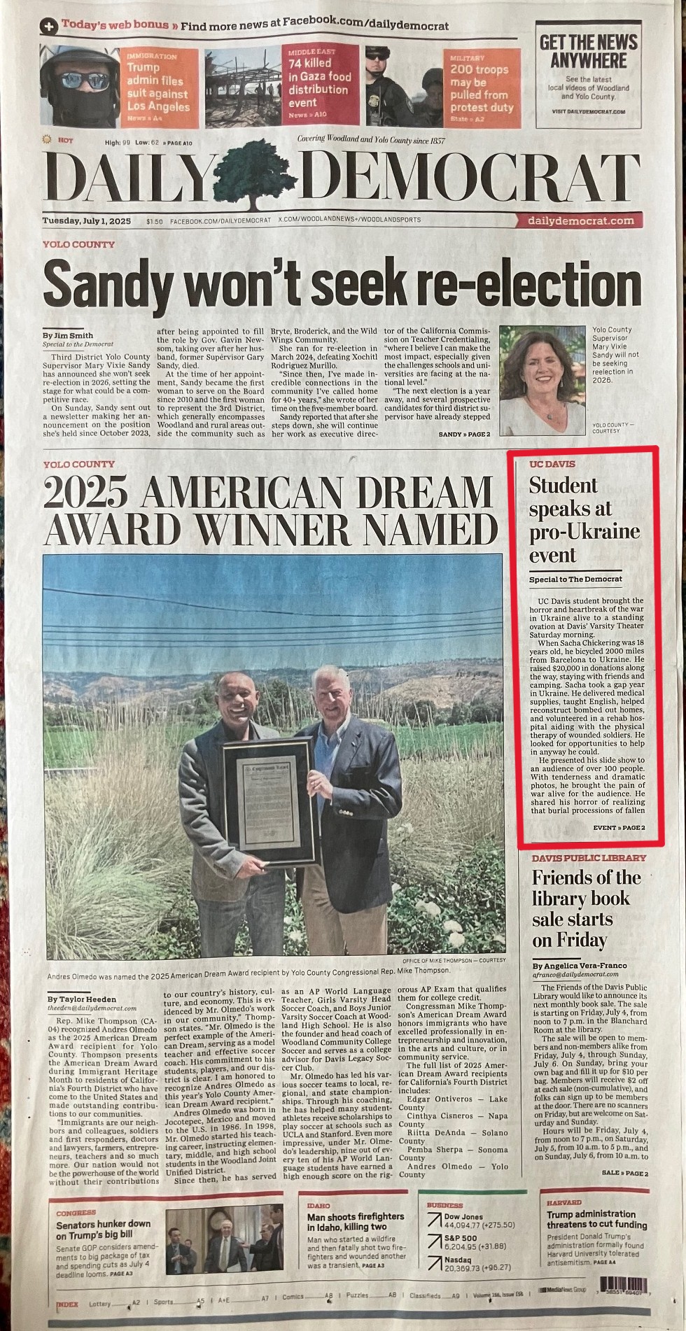 Woodland Daily Democrat, Tuesday July 1 2025